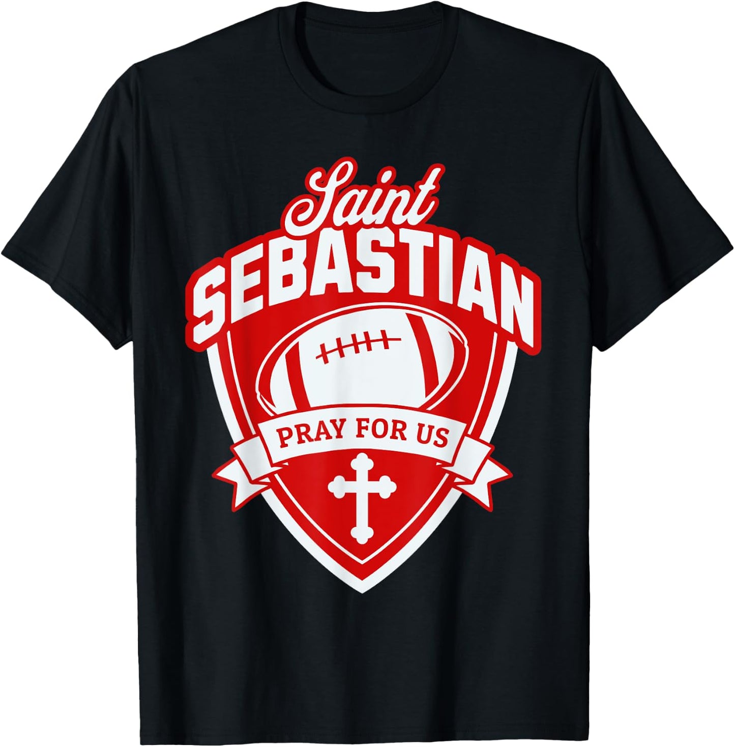 St Sebastian Patron Saint of Football Players Sports Athlete T-Shirt - T-Shirt | Black