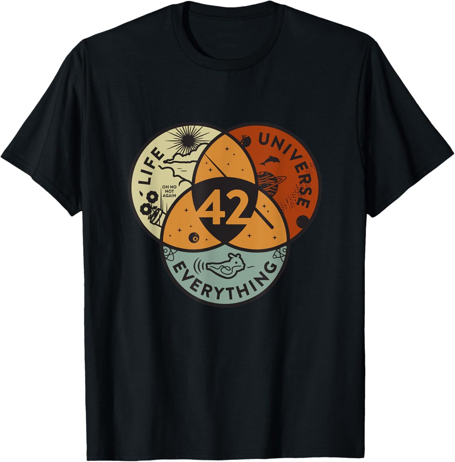 Venn Diagram Life The Universe And Everything - 42 Life T-Shirt - T-Shirt | Black