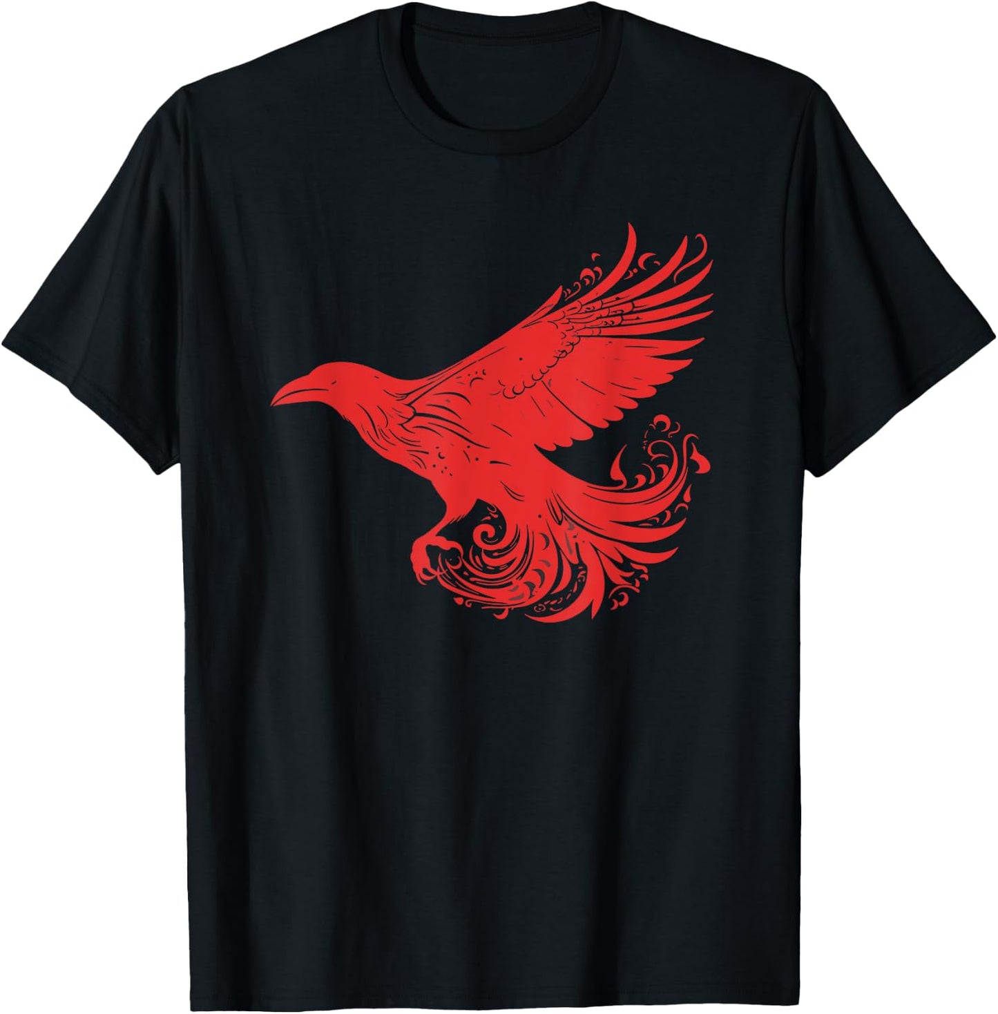 Crow Red Raven Norse Mythology Viking Vikings lover T-Shirt - T-Shirt | Black