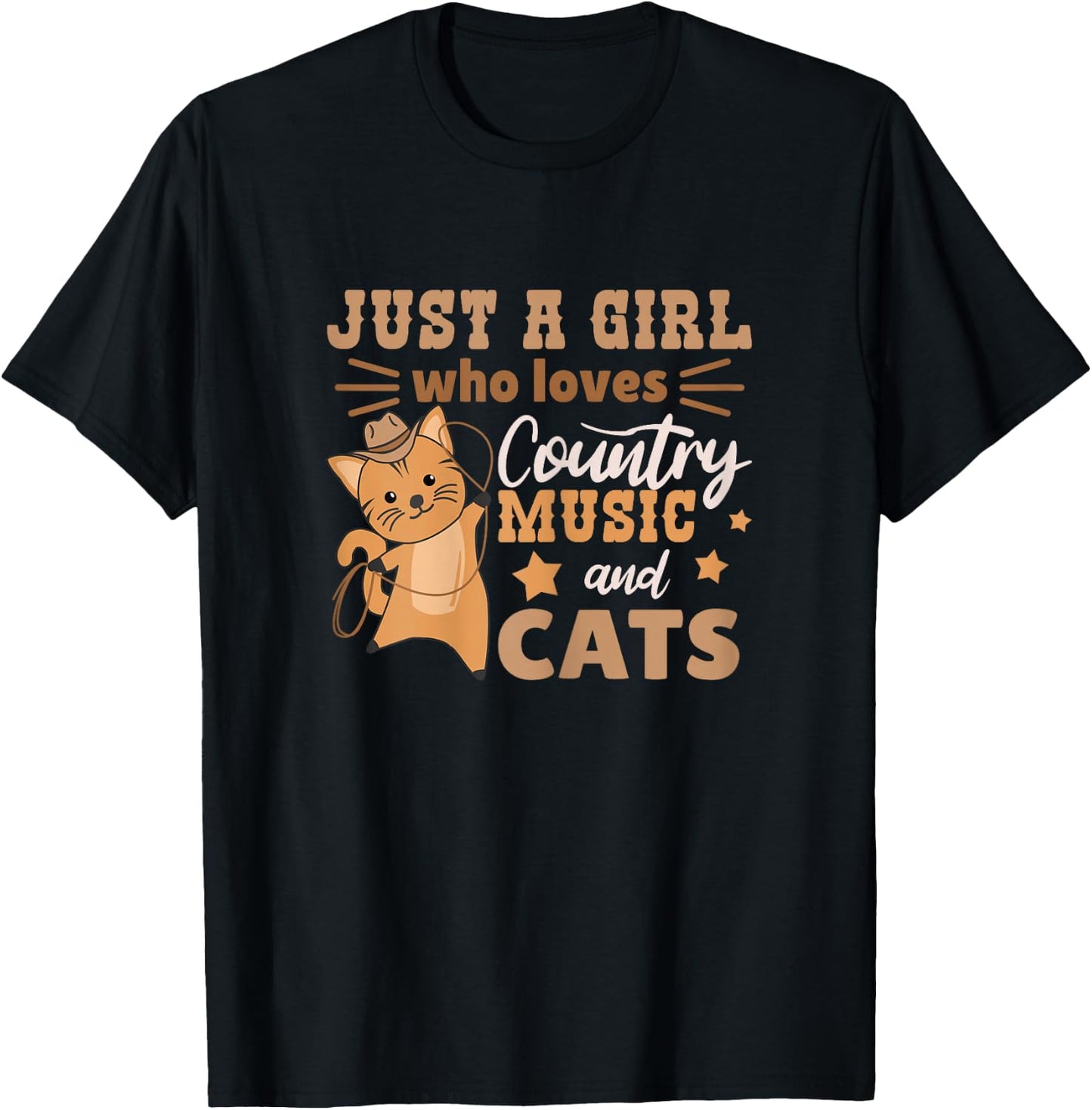 Just A Girl Who Loves Country Music And Cats T-Shirt - T-Shirt | Black