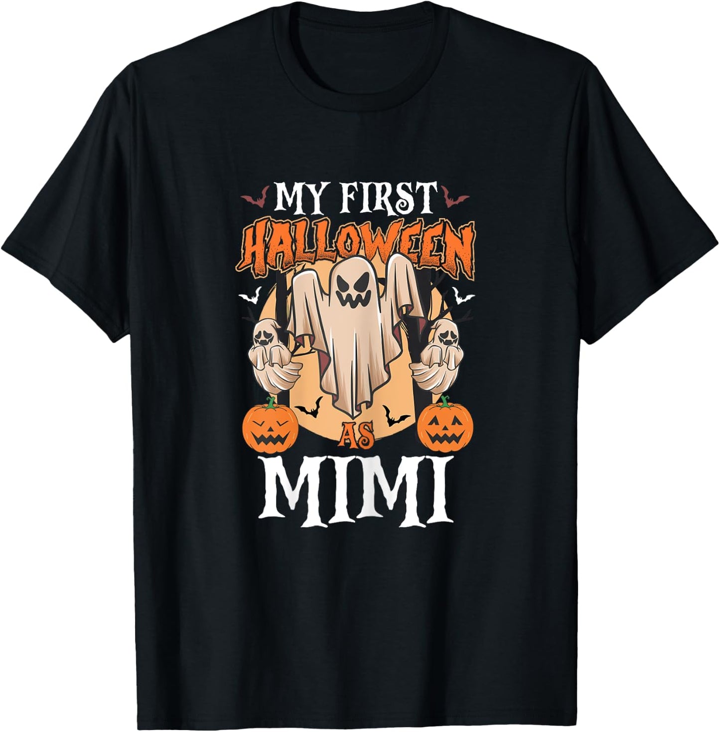 My First Halloween As Mimi Funny Halloween Ghost Costume T-Shirt - T-Shirt | Black