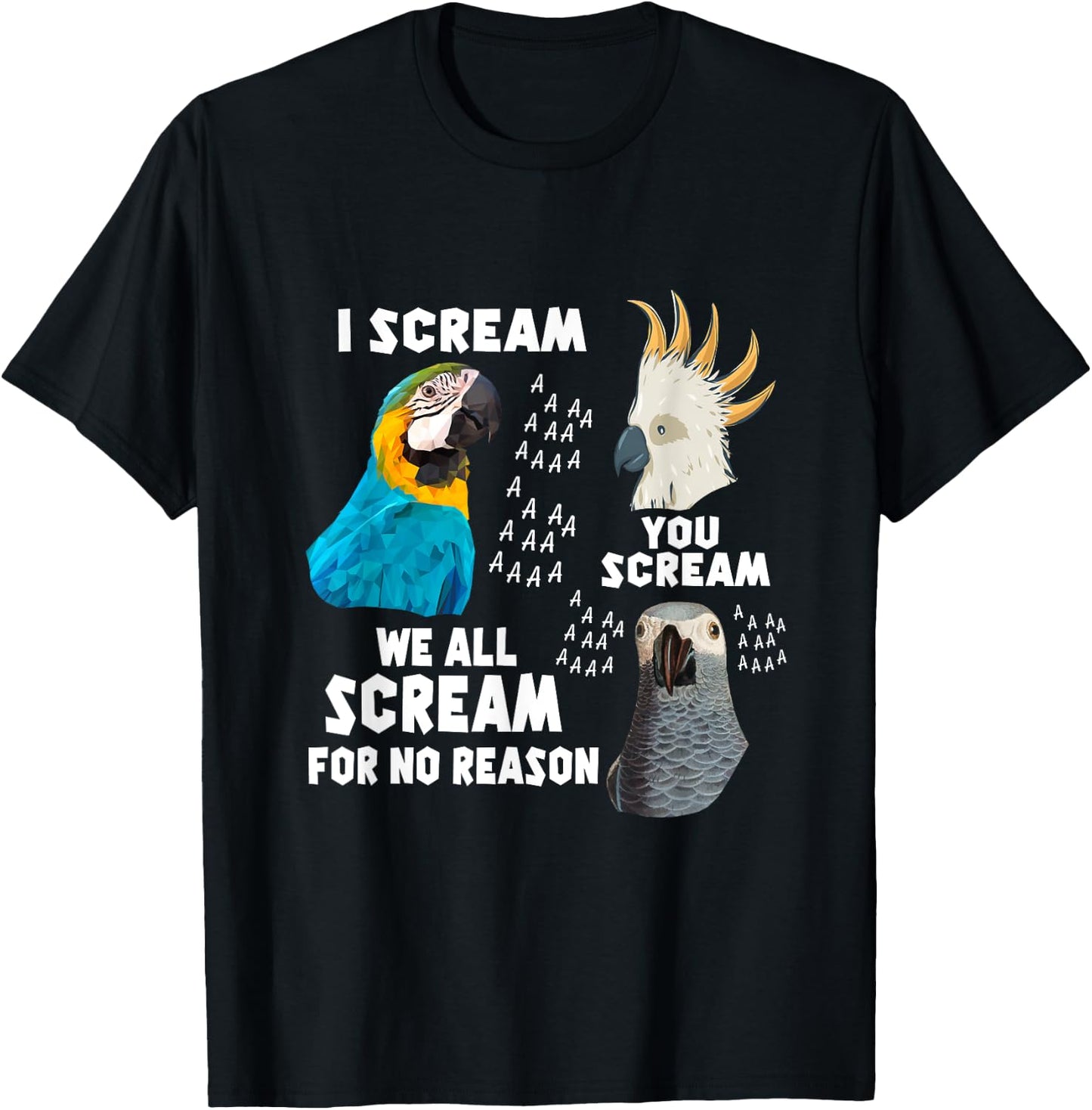 I Scream You Scream We All Scream For No Reason Birds T-Shirt - T-Shirt | Black