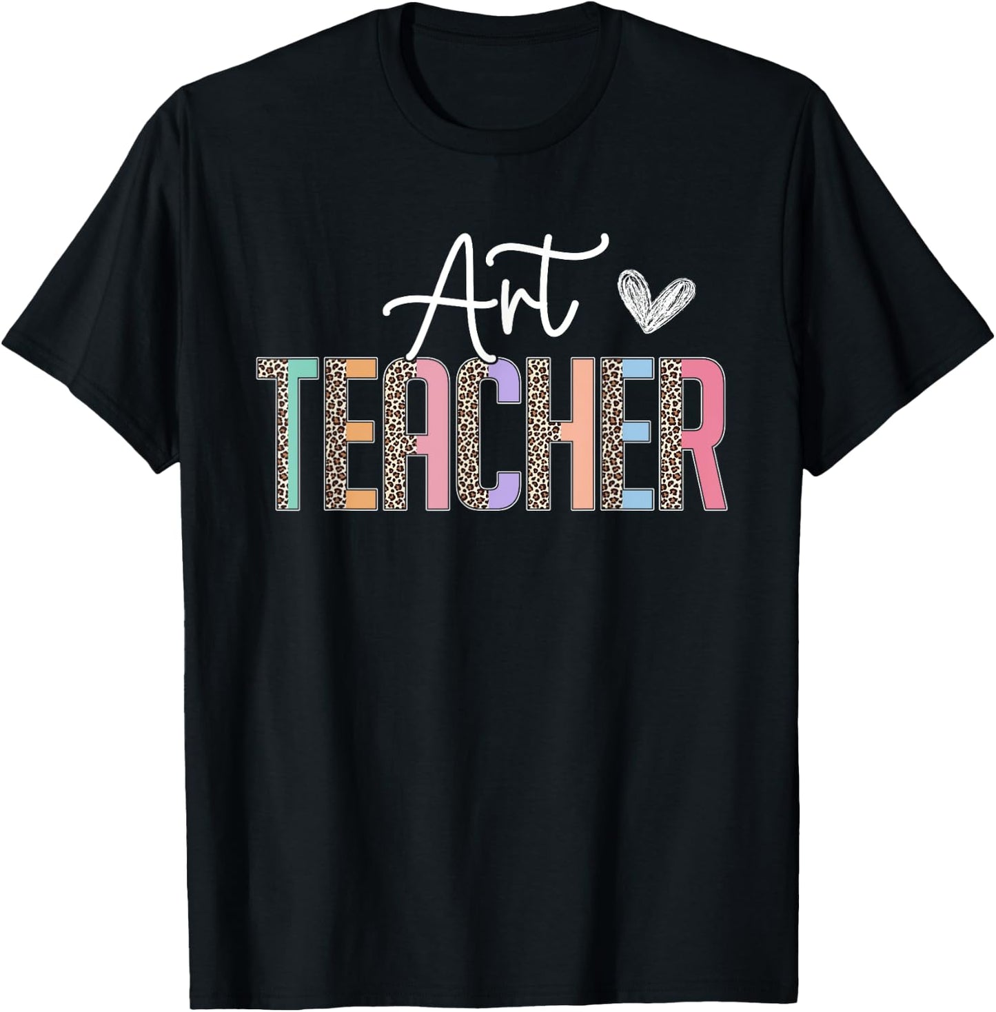 Team Art Teacher Leopard Print Art Teacher Women Girls Kids T-Shirt - T-Shirt | Black
