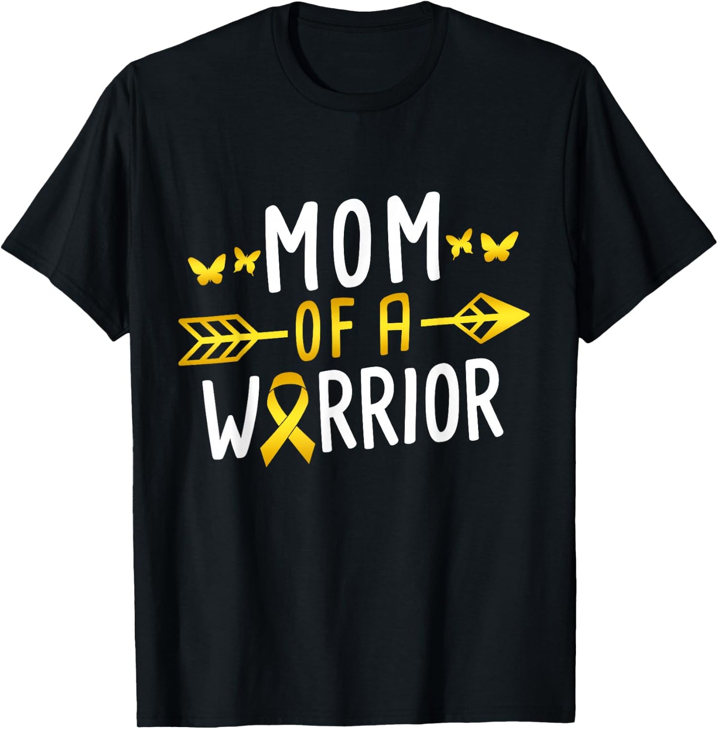 Mom Of A Warrior - Childhood Cancer Awareness T-Shirt - T-Shirt | Black
