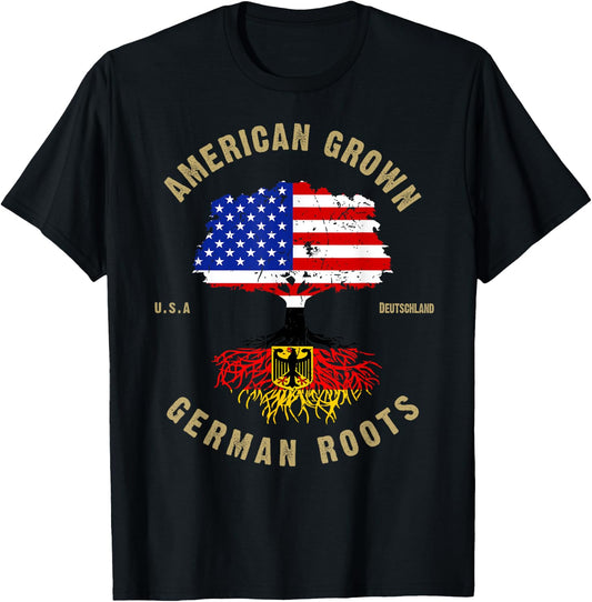 German Roots American Grown German Flag Oktoberfest T-Shirt - T-Shirt | Black