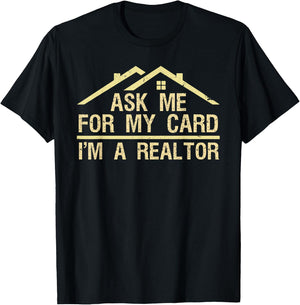 Funny Realtor Art Men Women Real Estate Agent Realtor Card T-Shirt - T-Shirt | Black