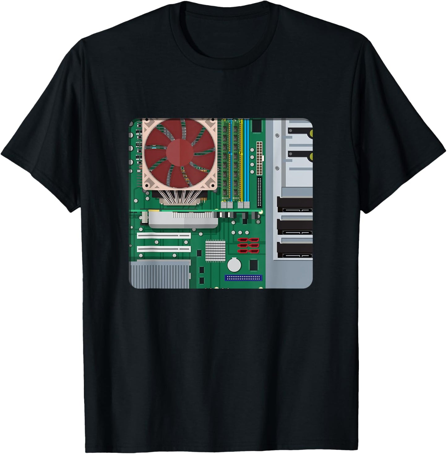 Computer Repair Technicians PC Fans Motherboard Inside Case T-Shirt - T-Shirt | Black