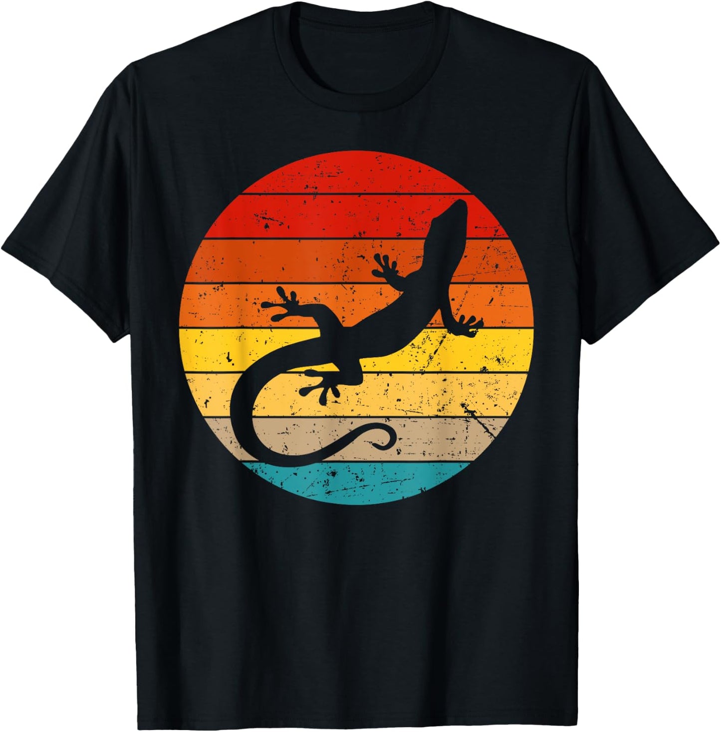 Cool Lizard Women Boy Vintage Crested Leopard Gecko T-Shirt - T-Shirt | Black