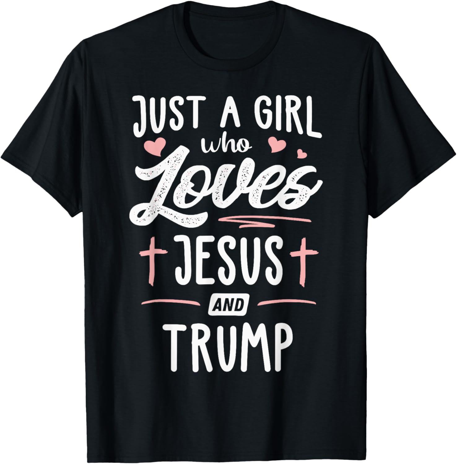 Just A Girl Who Loves Jesus And Trump Christmas 2024 T-Shirt - T-Shirt | Black