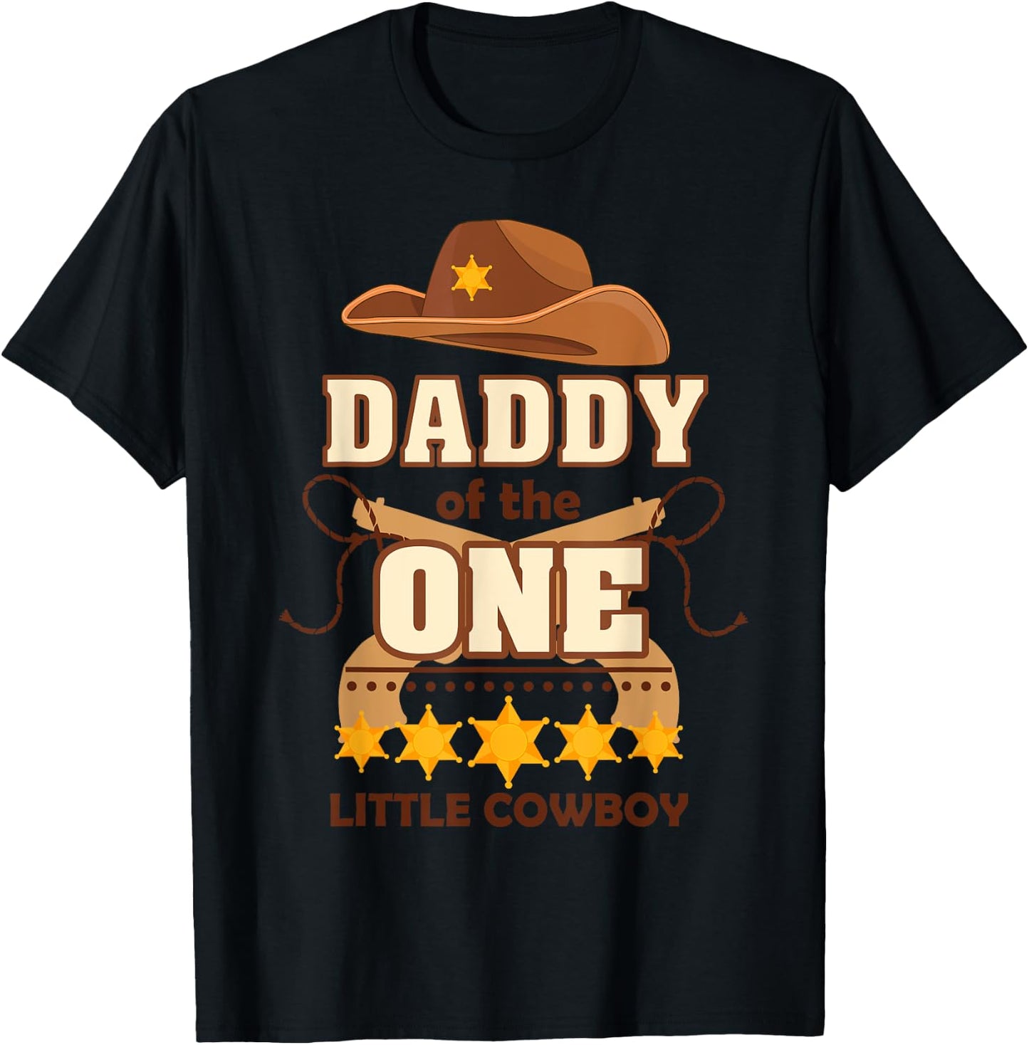 Boy 1st Birthday Daddy Cowboy Rodeo Western First Bday Party T-Shirt - T-Shirt | Black
