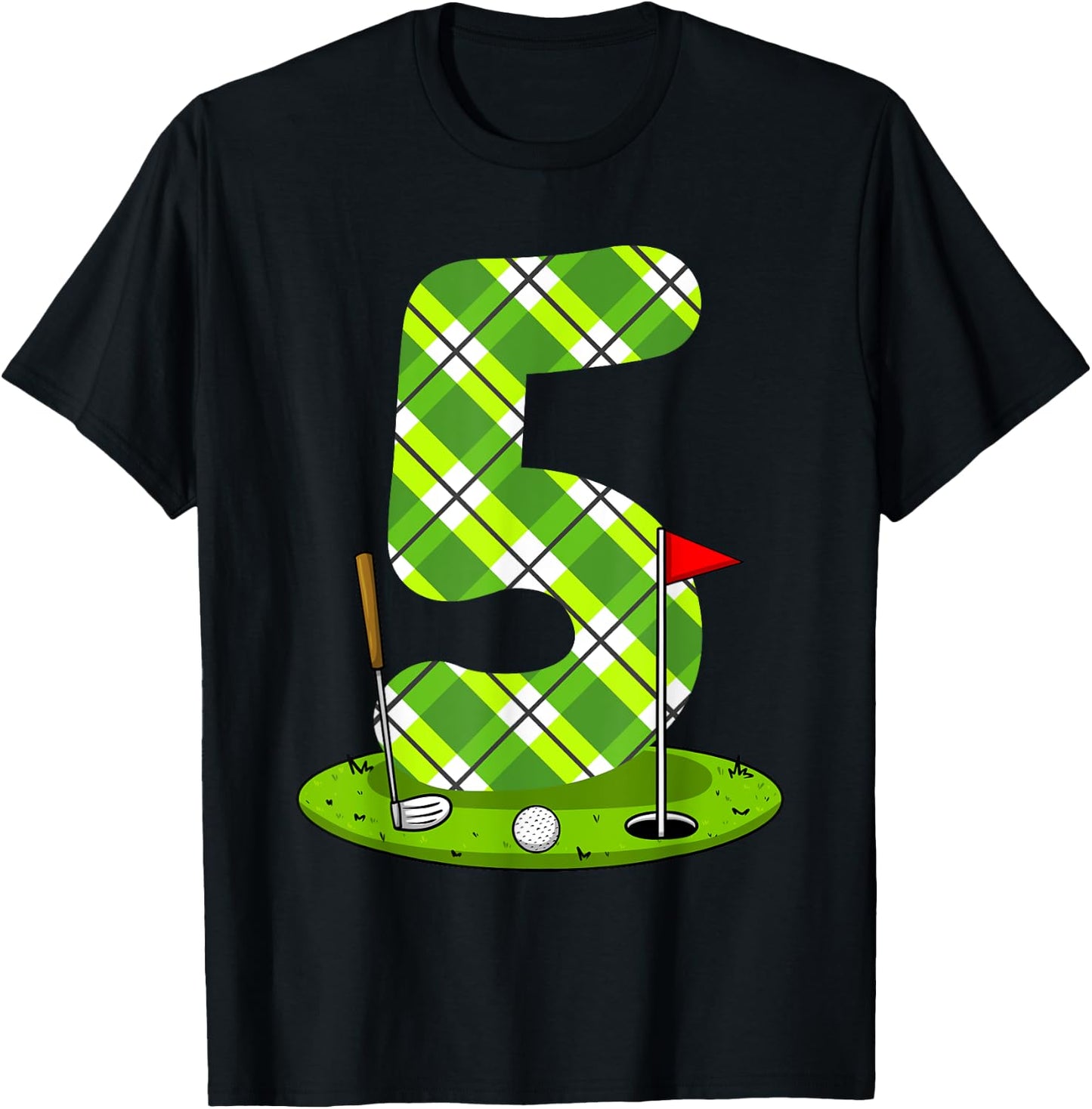 Golf Birthday Shirt For Kids 5th Birthday Party Golfer T-Shirt - T-Shirt | Black