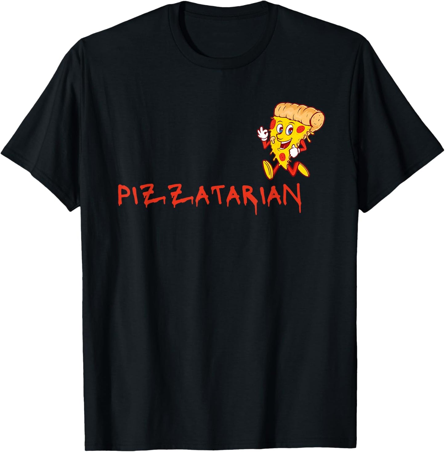 Pizza, Cartoon, Funny design for Pizza Lovers - Pizzatarian T-Shirt - T-Shirt | Black