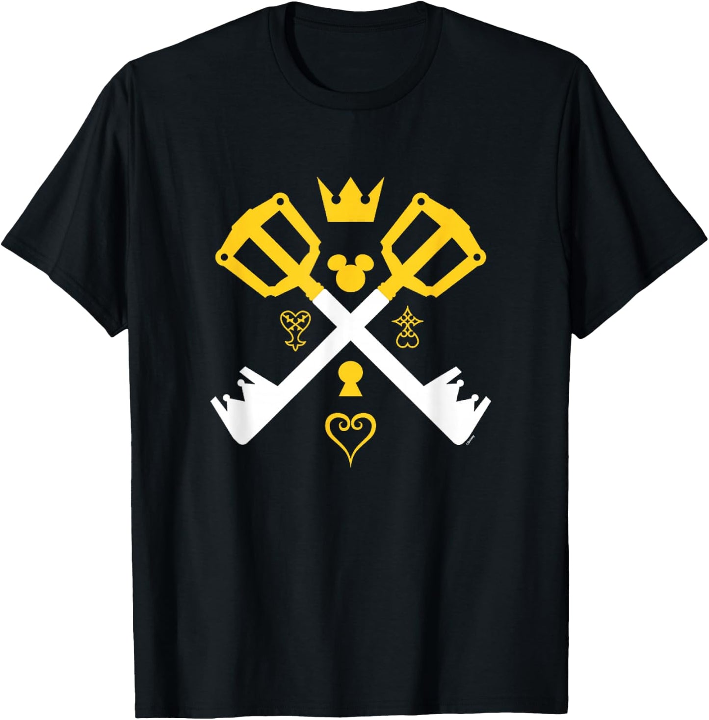 Kingdom Hearts Keyblades Crossed Gold and White Designs T-Shirt - T-Shirt | Black