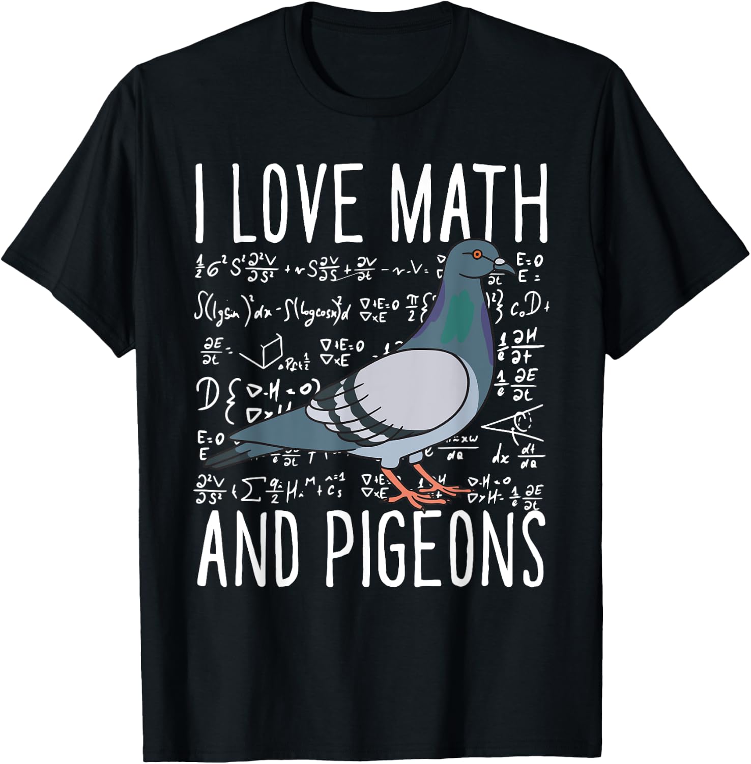 I Love Math And Pigeons Breeder Birding School Kids T-Shirt - T-Shirt | Black