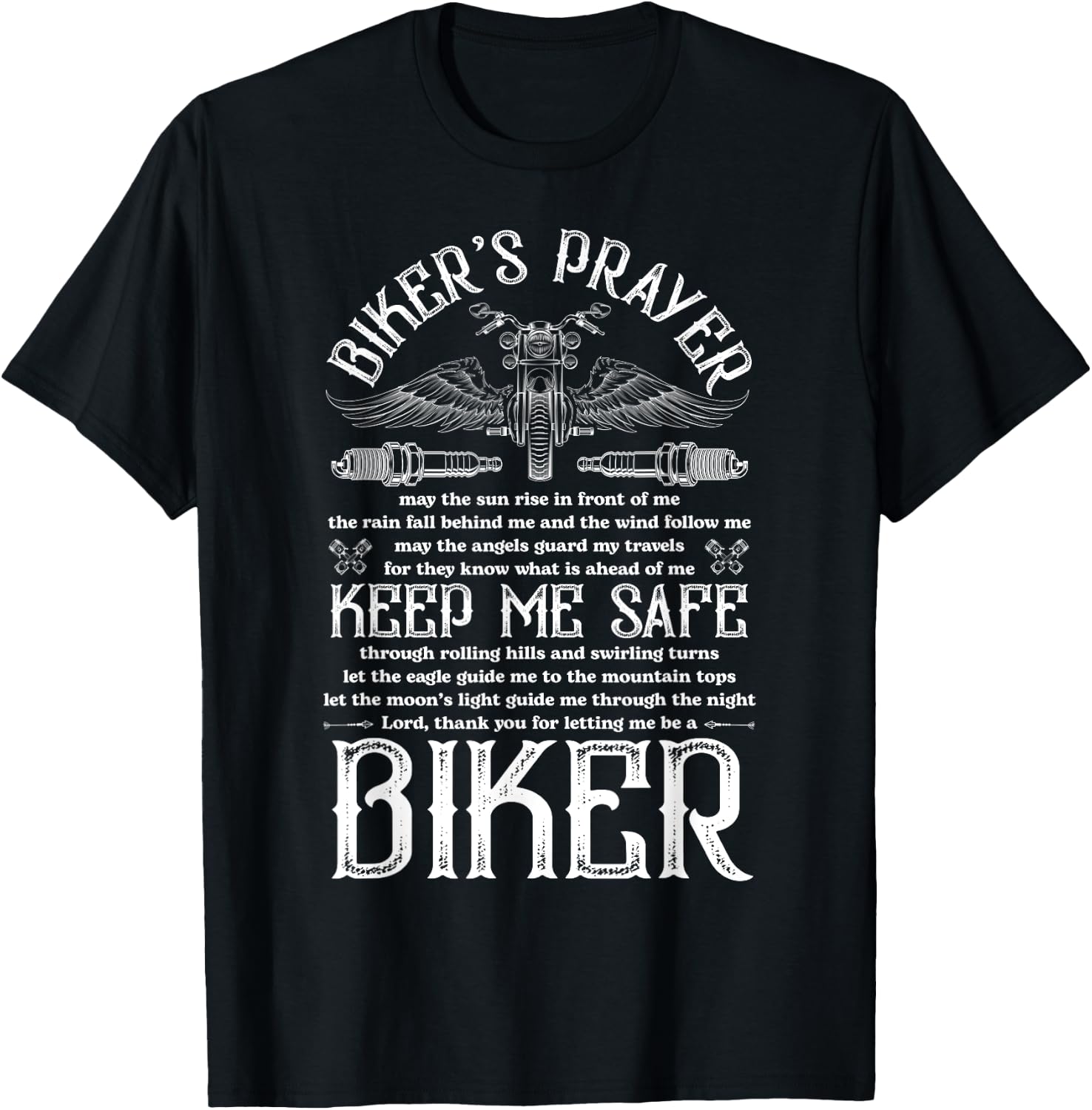 Biker's Prayer Funny Biker T-Shirt - T-Shirt | Black