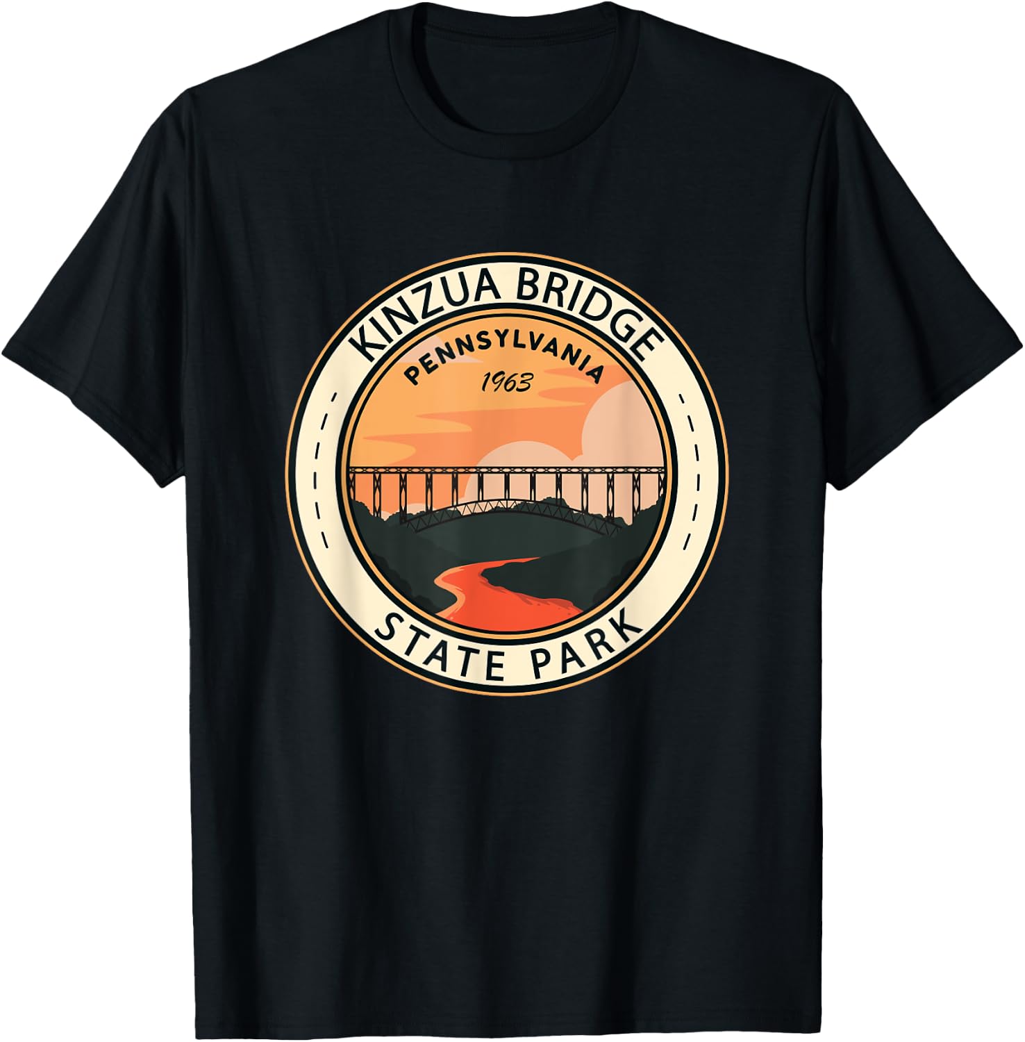 Kinzua Bridge State Park Pennsylvania Badge Vintage T-Shirt - T-Shirt | Black