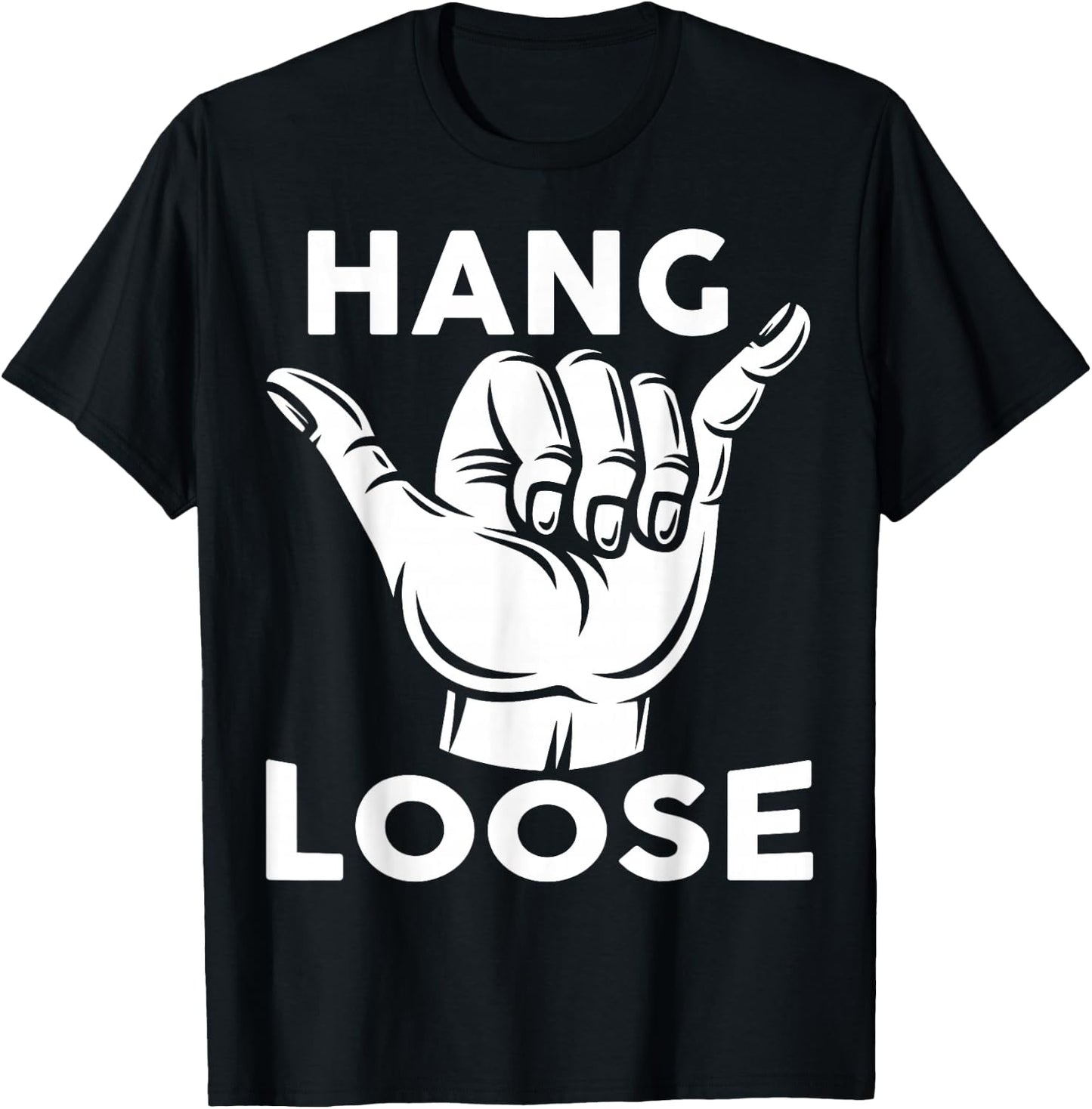 Hang Loose, Hawaii Pineapple Tiki Hawaiian T-Shirt - T-Shirt | Black