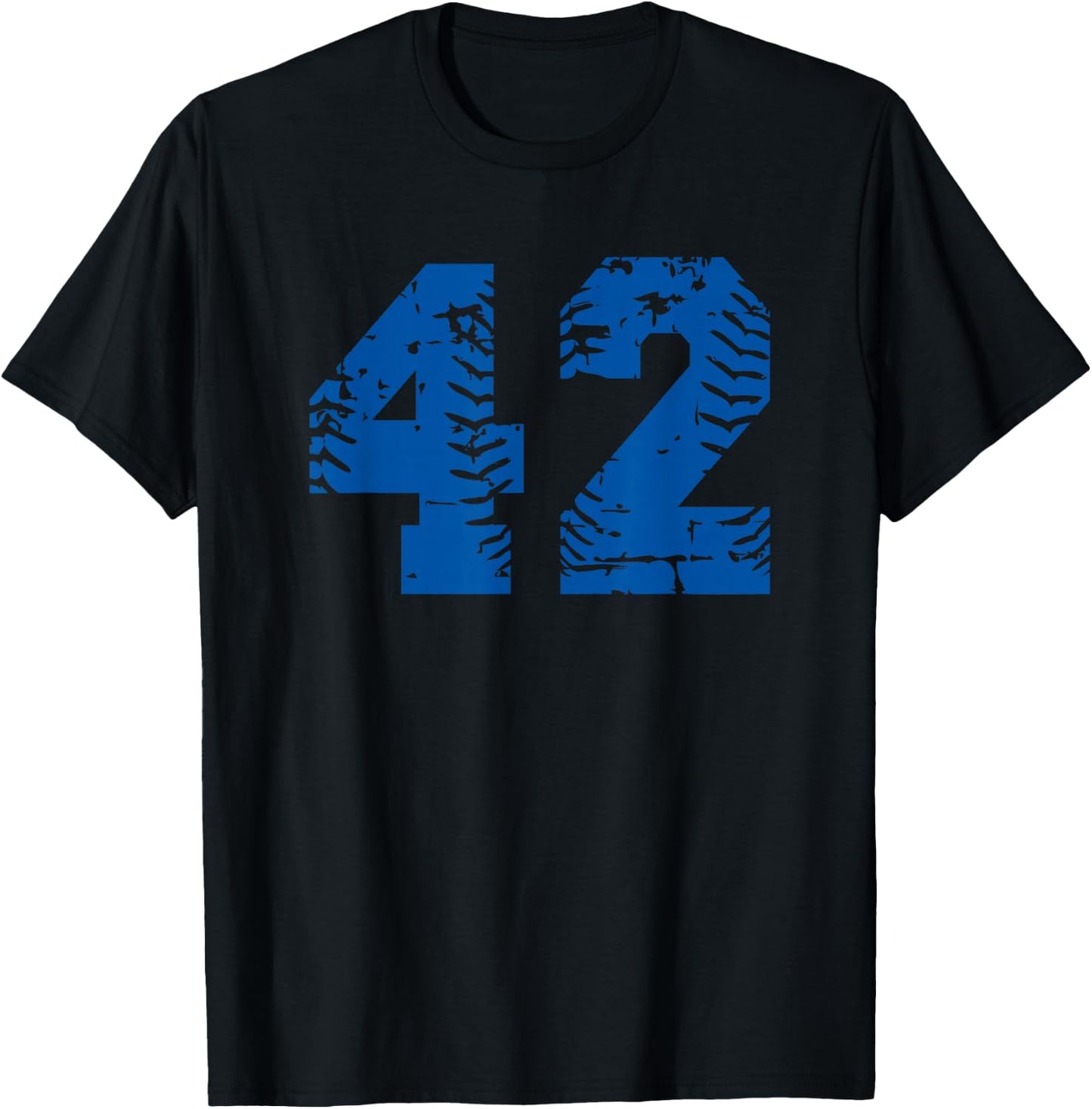 Number #42 Baseball Blue Vintage Number T-Shirt - T-Shirt | Black