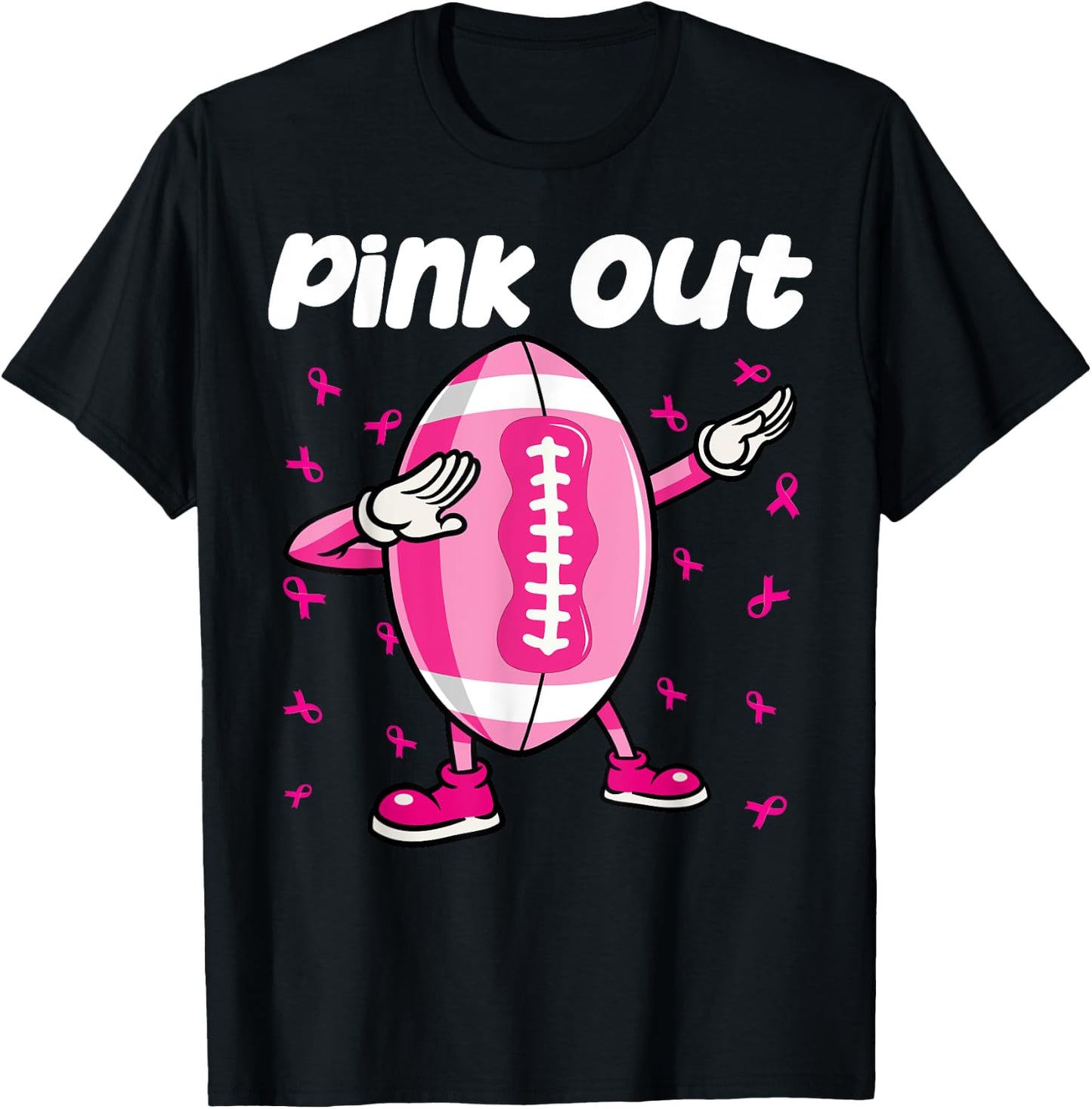 Pink Out Breast Cancer Awareness Survivor Dab Football Kids T-Shirt - T-Shirt | Black