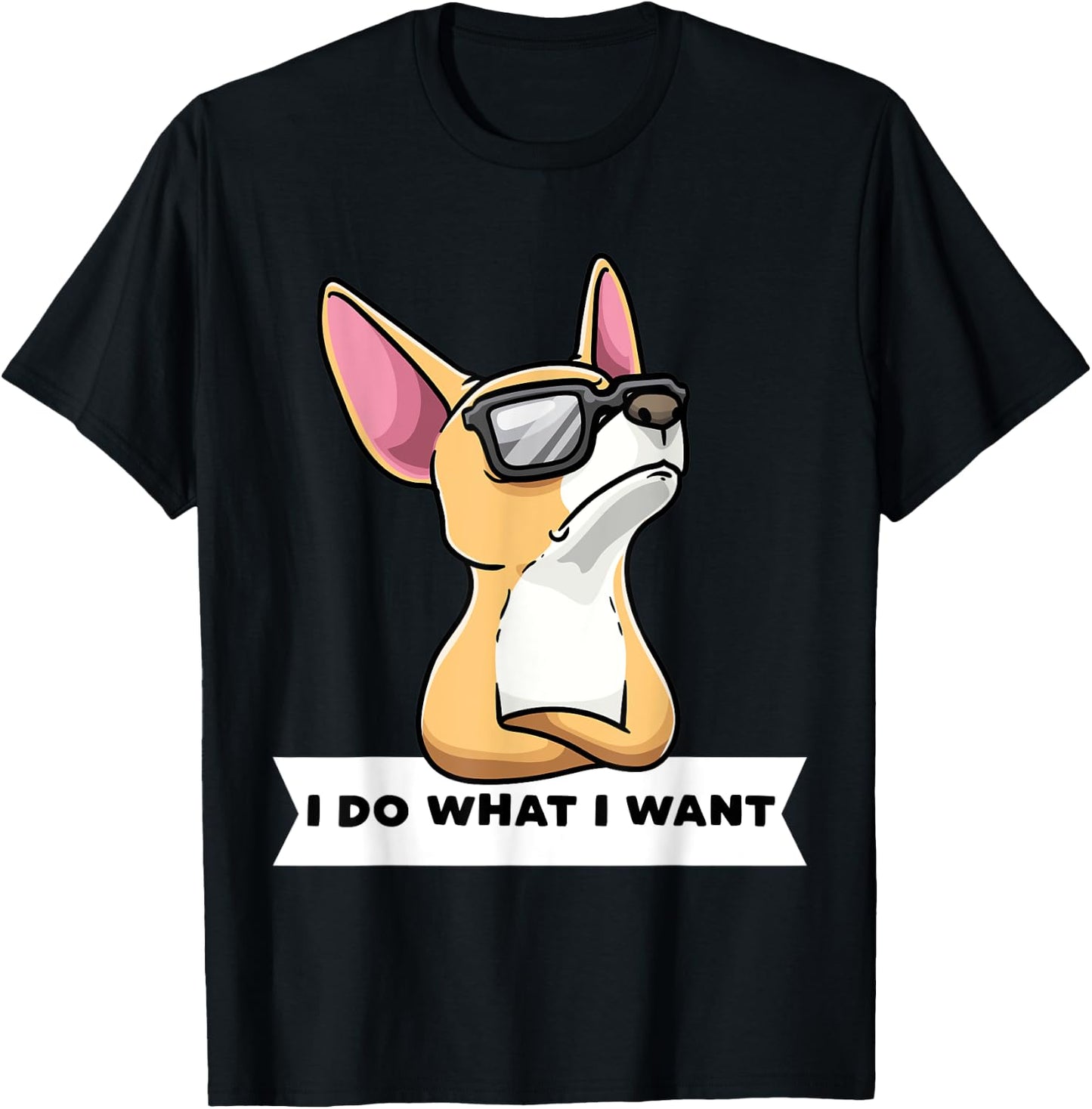 Stubborn Chiweenie Dog With Sunglasses Women Kids T-Shirt - T-Shirt | Black