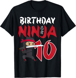 10th Birthday Ninja Happy 10 Year Old Funny B-Day Matching T-Shirt - T-Shirt | Black