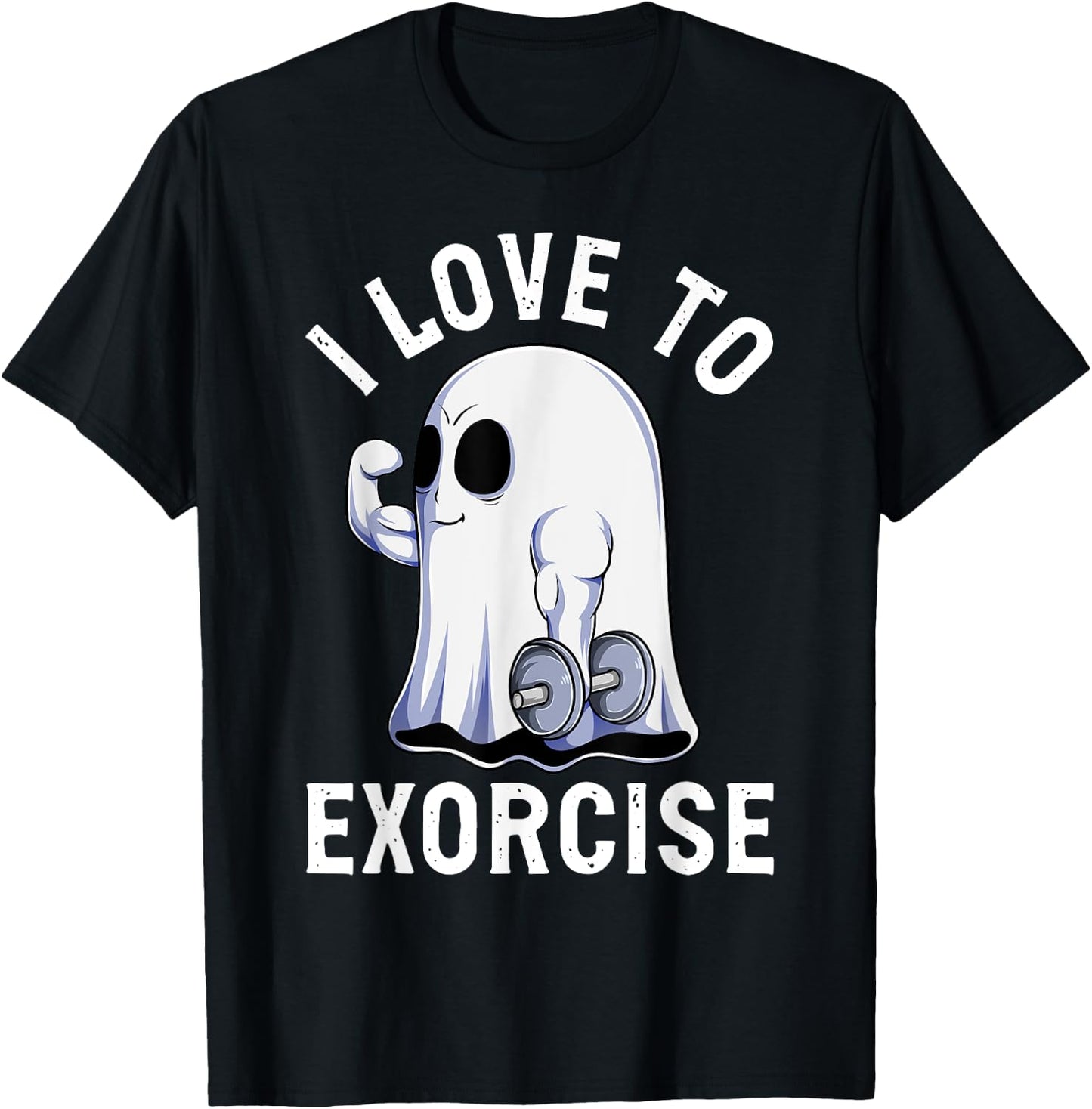 Ghost Funny Gym Workout Bodybuilding Humor Spooky Halloween T-Shirt - T-Shirt | Black