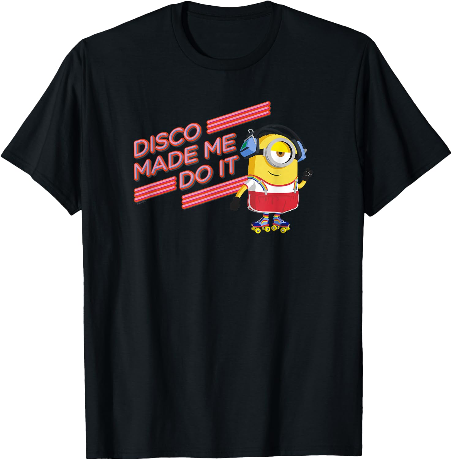 Minions Stuart Roller Skating Disco Made Me Do It T-Shirt - T-Shirt | Black