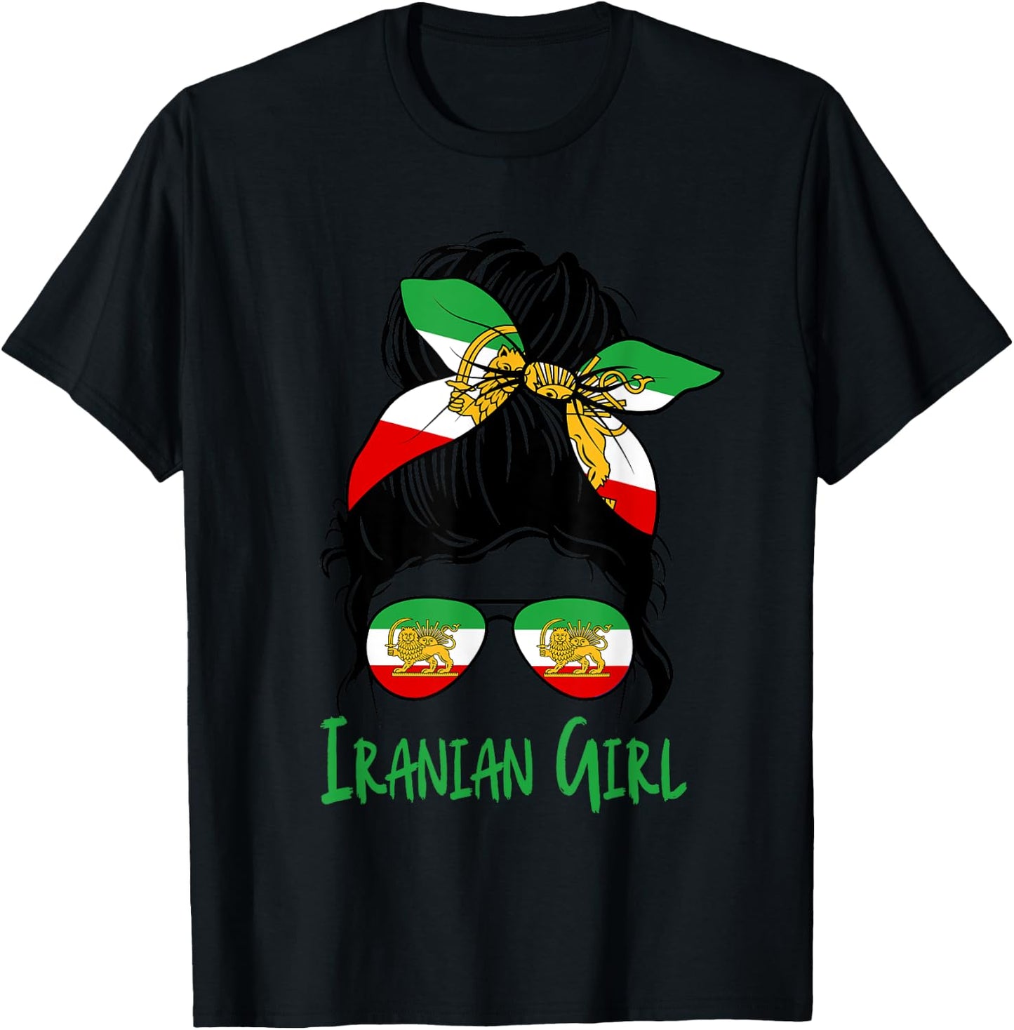 Iran Iranian For Girl Flag Lion Persian T-Shirt - T-Shirt | Black