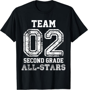 School Team 2nd Grade All-Stars Sports Jersey T-Shirt - T-Shirt | Black