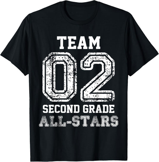 School Team 2nd Grade All-Stars Sports Jersey T-Shirt - T-Shirt | Black