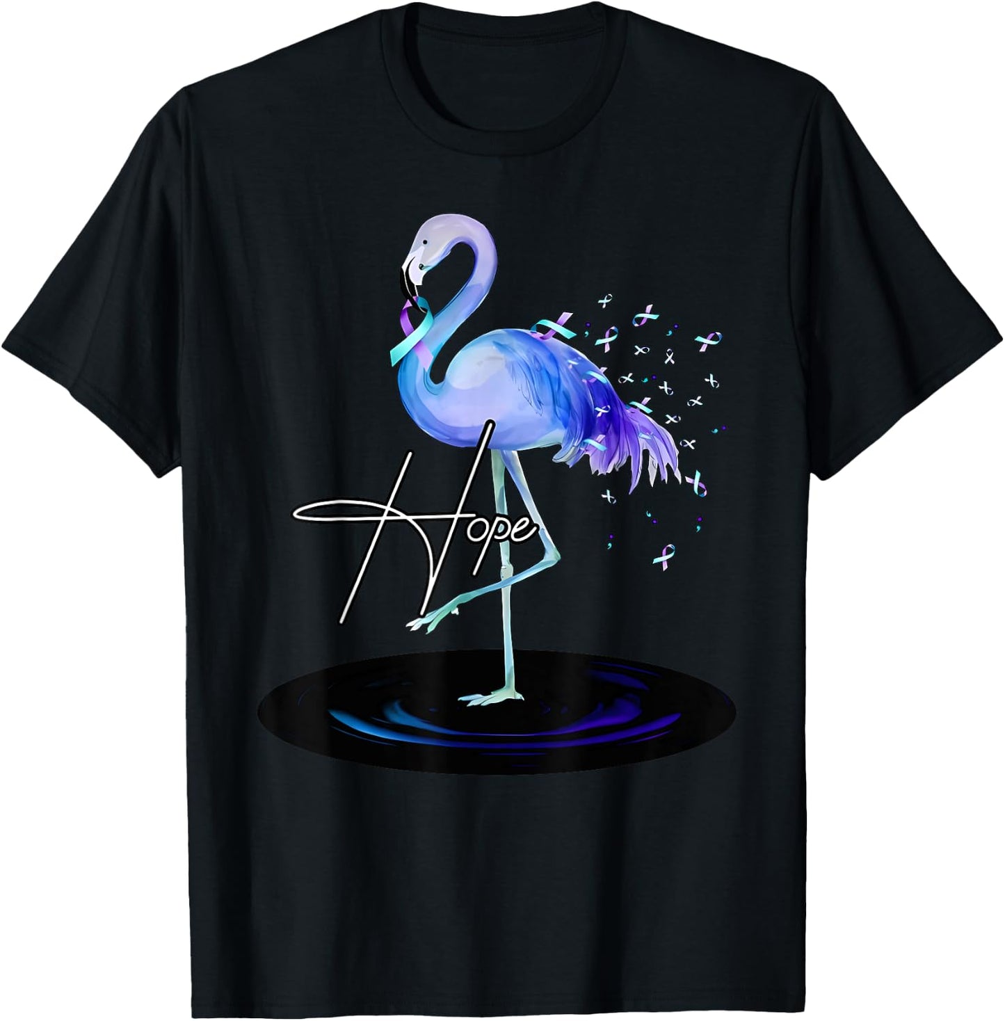 Hope With Flamingo Suicide Prevention Awareness T-Shirt - T-Shirt | Black