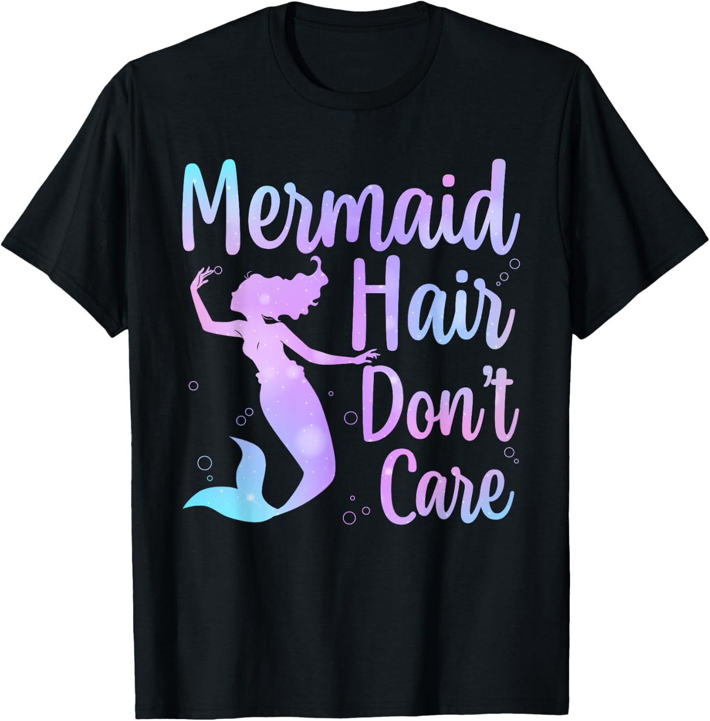 Cool Mermaid Girls Kids Mermaid Hair Don't Care T-Shirt - T-Shirt | Black