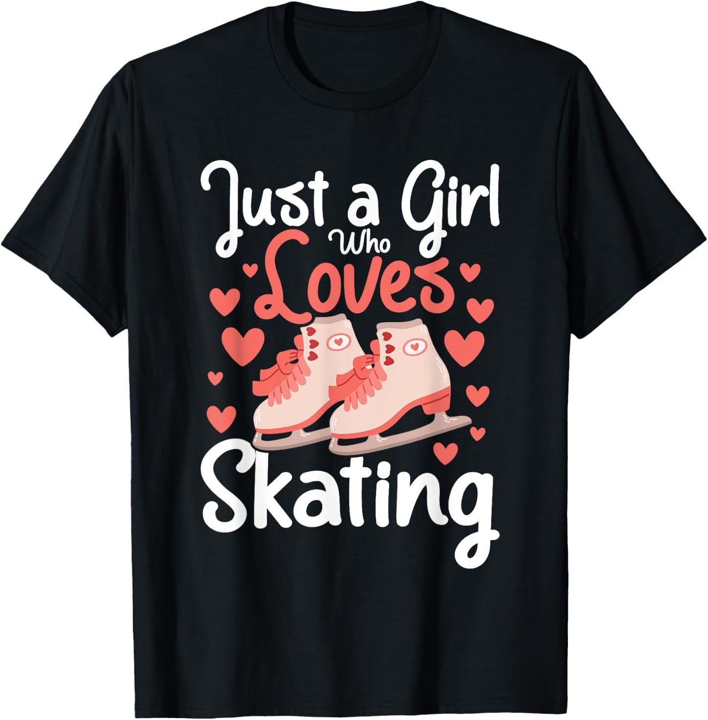 Just A Girl Who Loves Ice Skating - Figure Ice Skater Winter T-Shirt - T-Shirt | Black