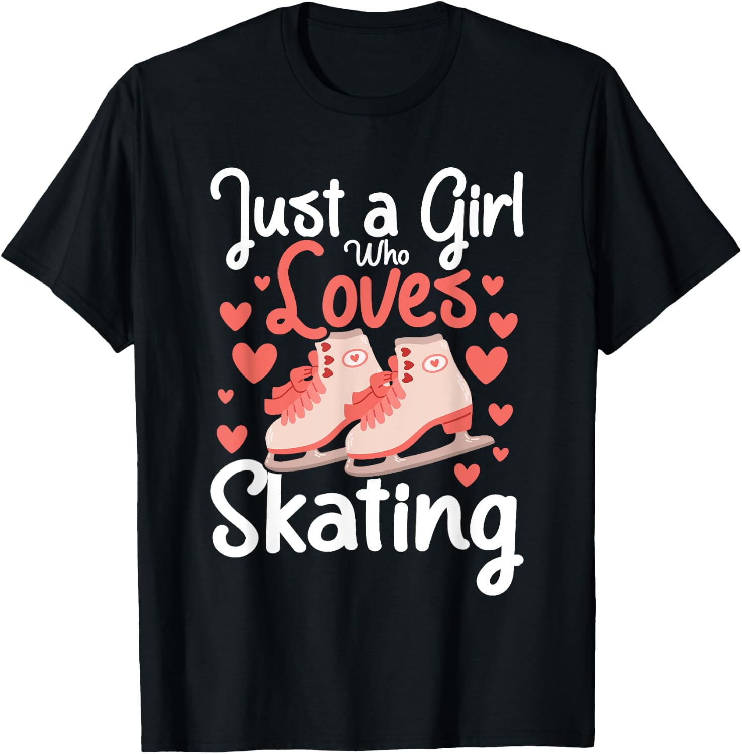 Just A Girl Who Loves Ice Skating - Figure Ice Skater Winter T-Shirt - T-Shirt | Black