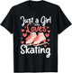 Just A Girl Who Loves Ice Skating - Figure Ice Skater Winter T-Shirt - T-Shirt | Black