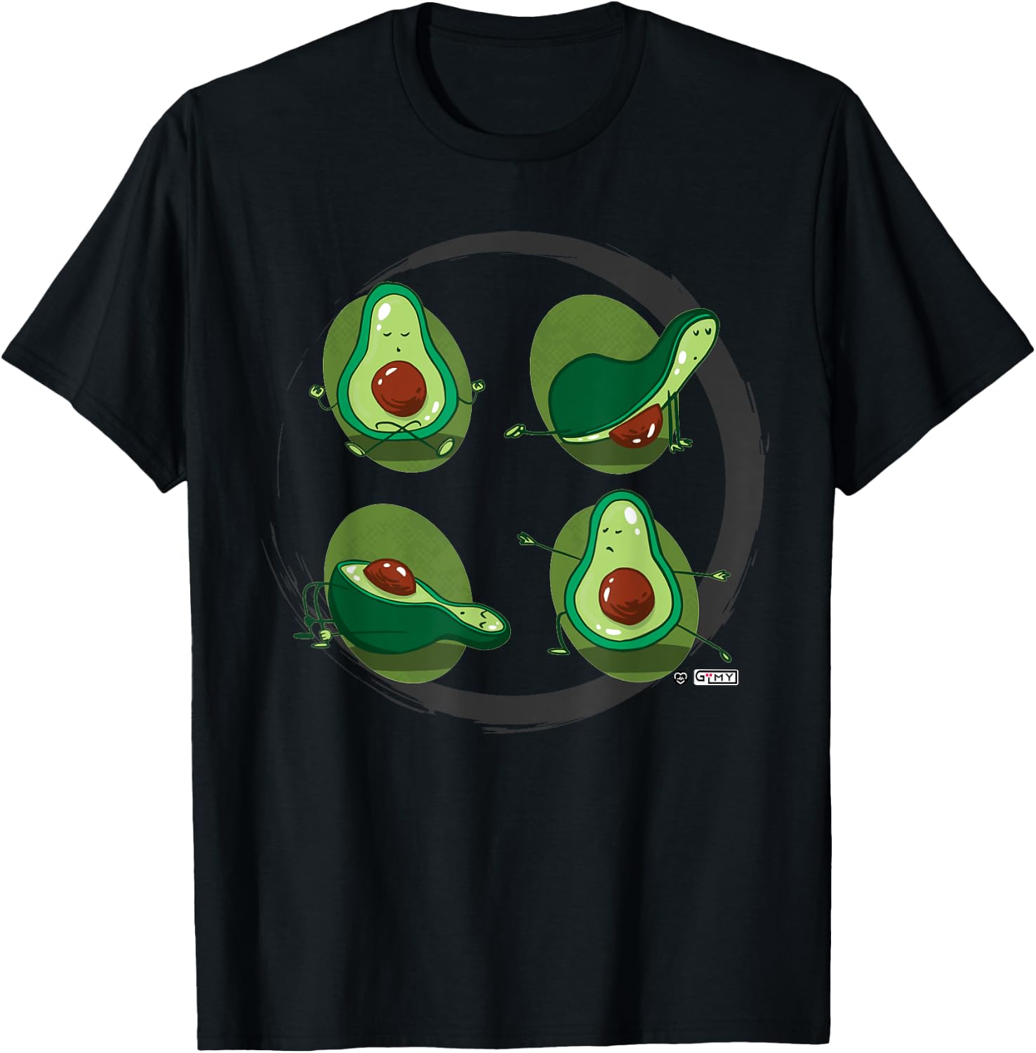 Yogavocado Poses, Funny Tropical Fruit Doing Yoga Poses T-Shirt - T-Shirt | Black