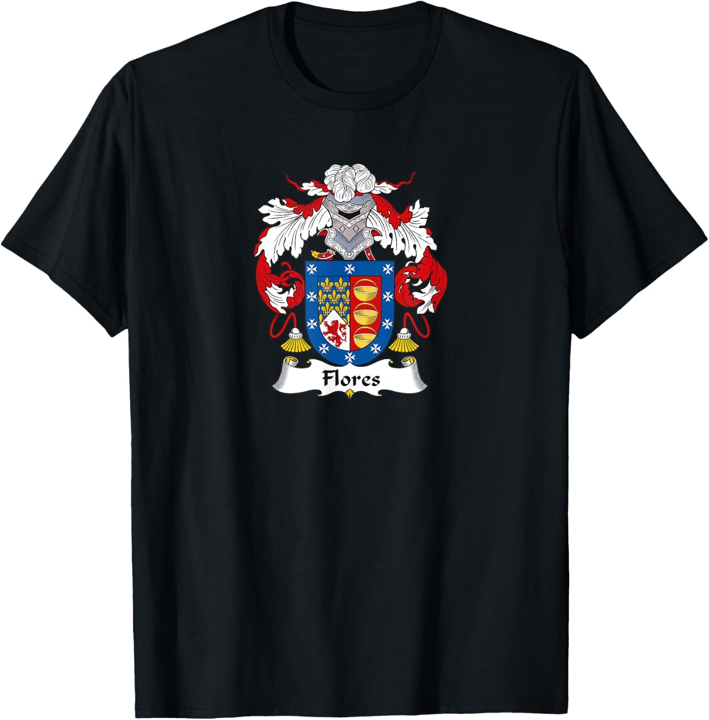Flores Coat of Arms - Family Crest T-Shirt - T-Shirt | Black
