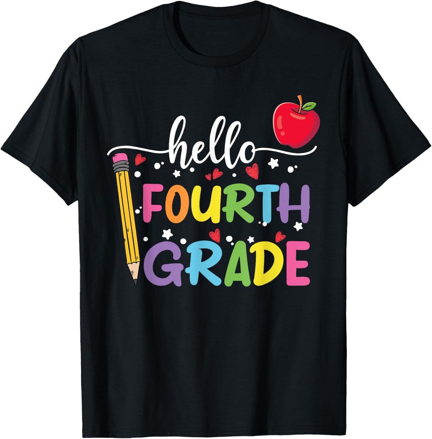 Hello Fourth Grade Team 4th Grade Back to School Teacher Kid T-Shirt - T-Shirt | Black