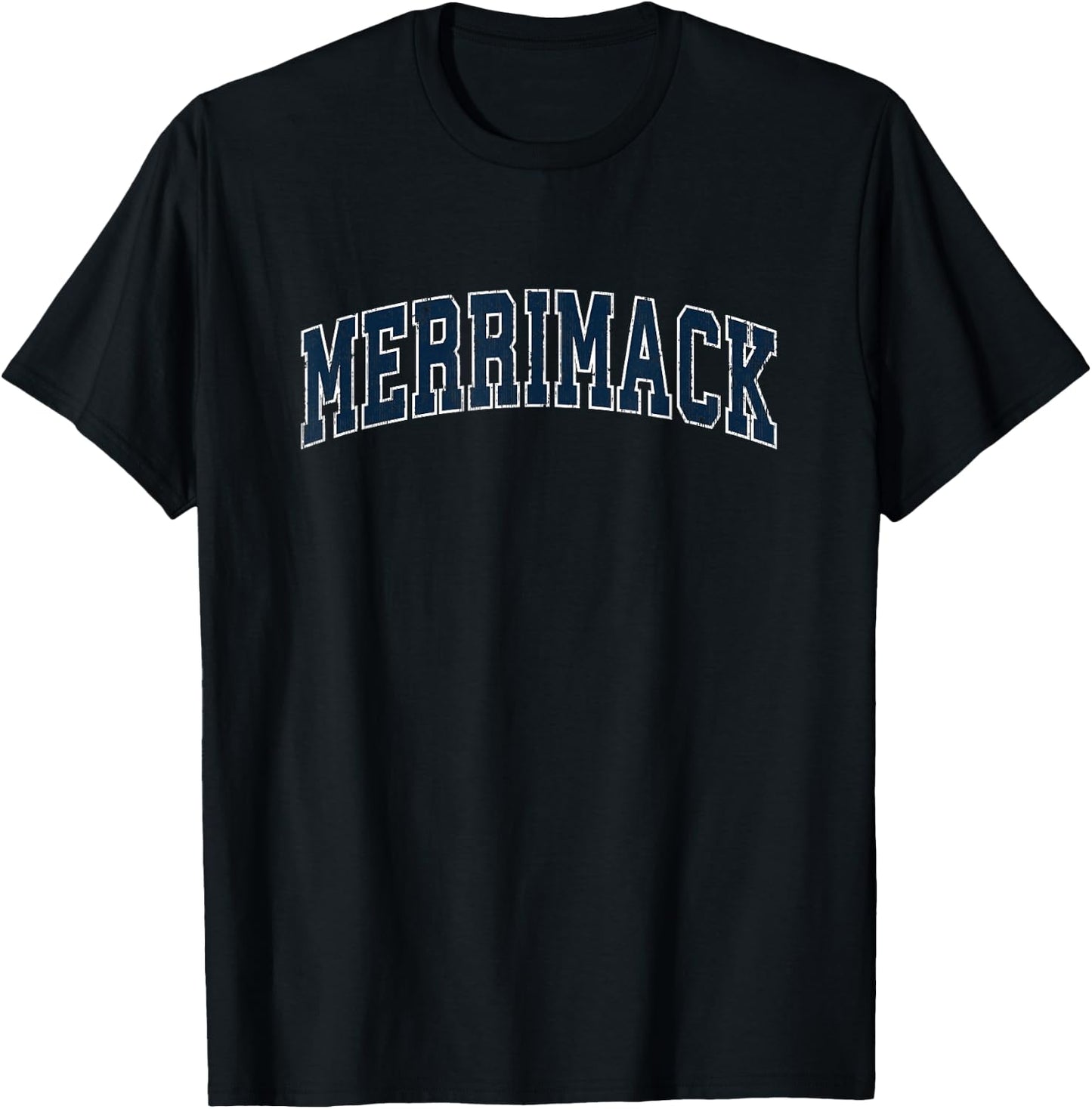 Merrimack New Hampshire NH Vintage Sports Design Navy Design T-Shirt - T-Shirt | Black