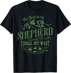 The Lord Is My Shepherd Psalms 23 - Christian T-Shirt - T-Shirt | Black