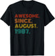 Awesome Since August 1987 Birthday Gifts Idea 1987 Vintage T-Shirt - T-Shirt | Black