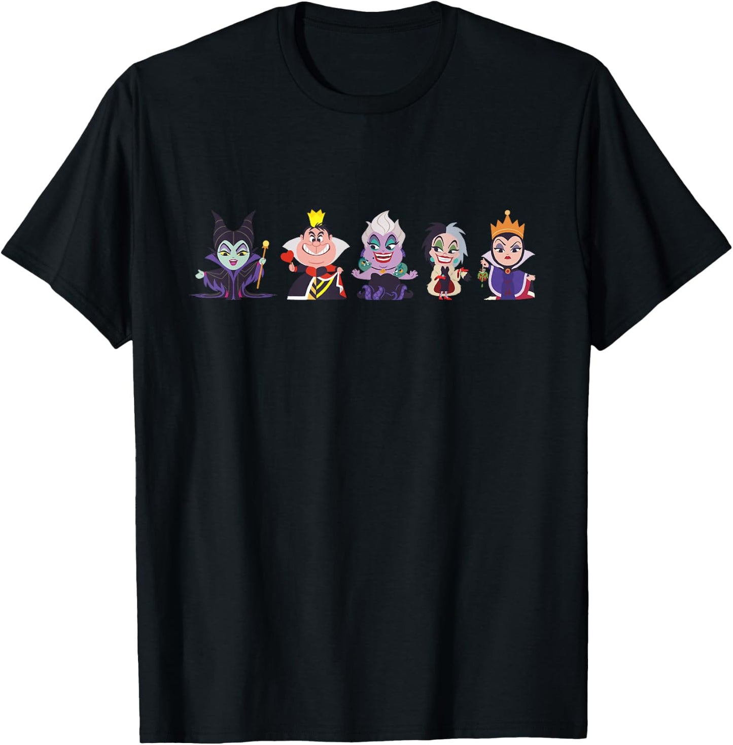 Disney Villains Kawaii Chibi Evil Queens Small T-Shirt - T-Shirt | Black