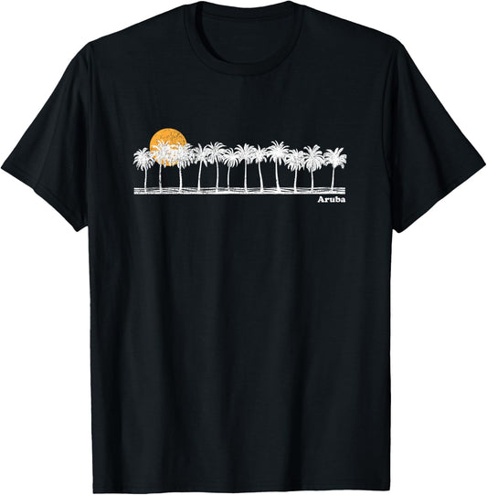 Aruba Vintage 70s Retro Throwback Design T-Shirt - T-Shirt | Black