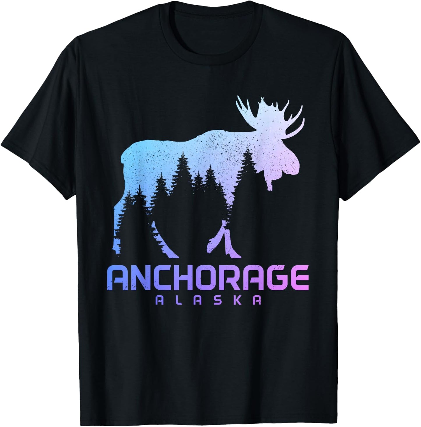 Anchorage Alaska Vintage Moose Souvenir T-Shirt - T-Shirt | Black