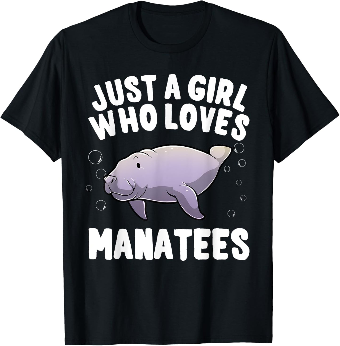 Funny Manatee Design For Girls Women Kids Sea Cow Lovers T-Shirt - T-Shirt | Black