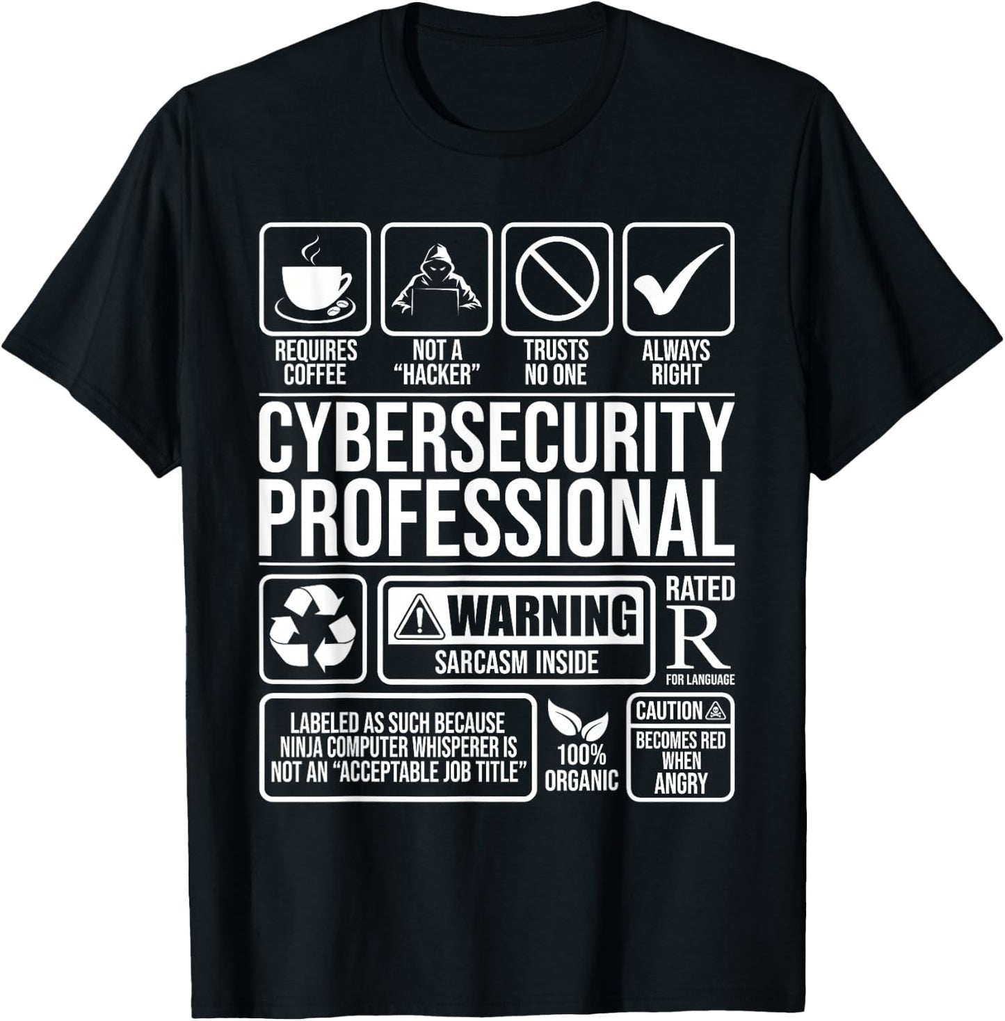 Cybersecurity Professional - Hacker Certified Tech Security T-Shirt - T-Shirt | Black
