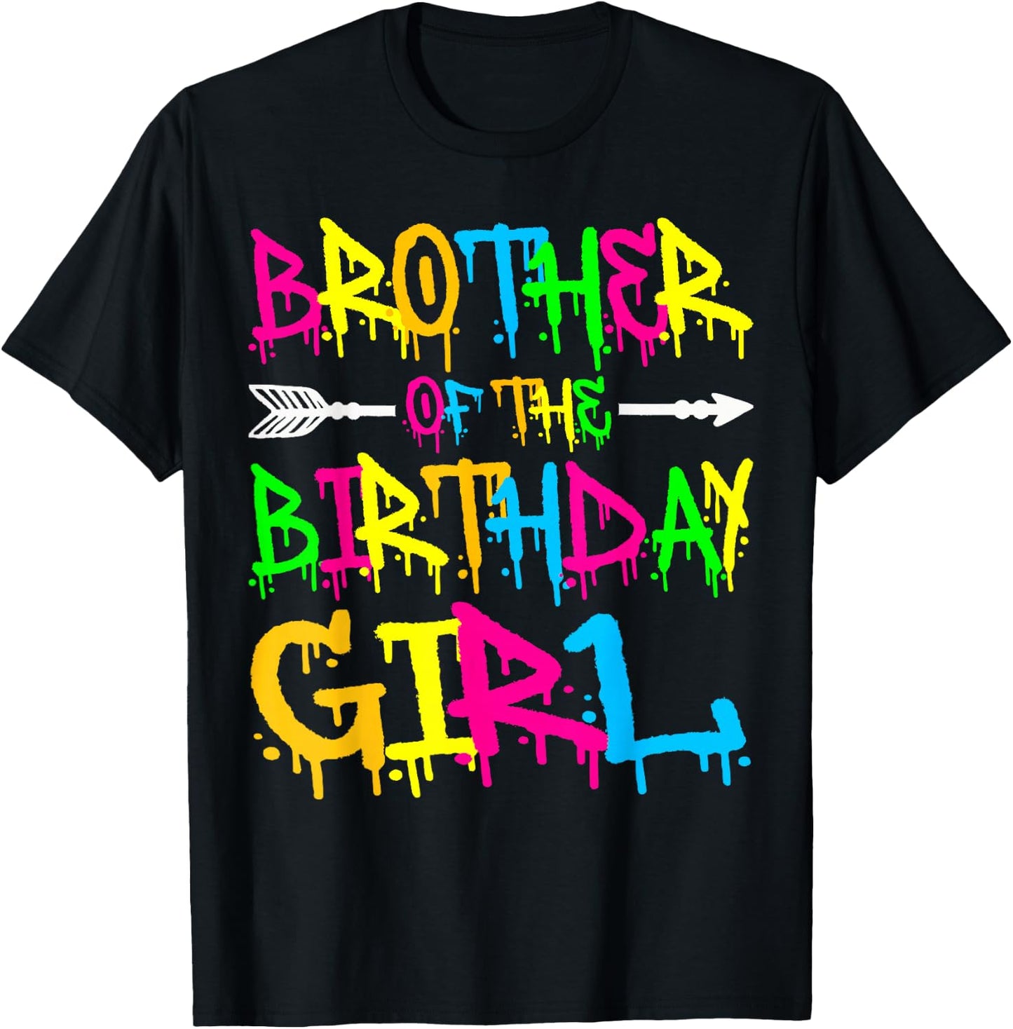Brother of the Birthday Girl Retro 80's Party Shirt T-Shirt - T-Shirt | Black