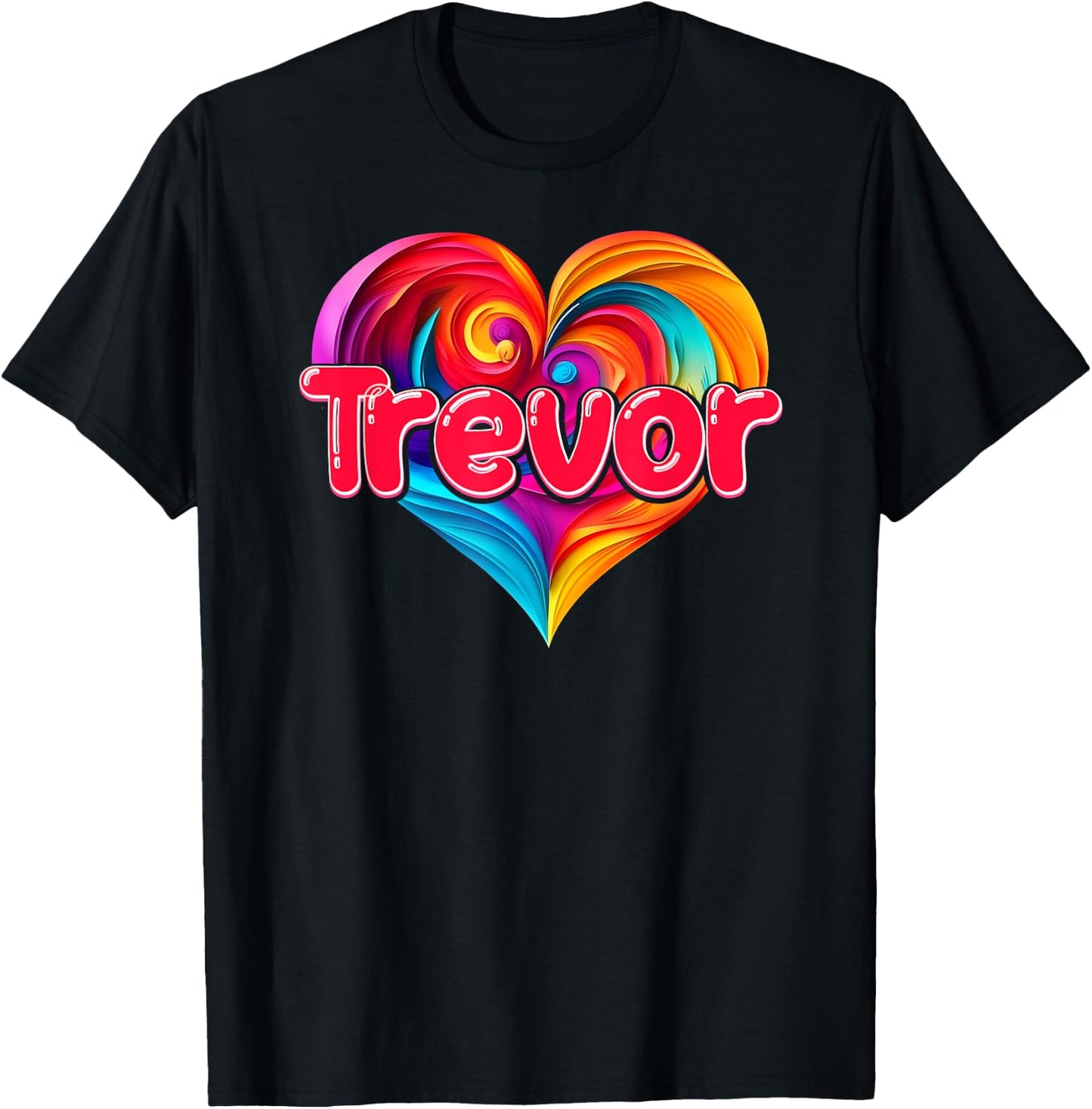 I Heart Love Trevor First Name Colorful Named T-Shirt - T-Shirt | Black