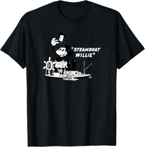Disney Mickey and Friends Steamboat Willie Original Disney T-Shirt - T-Shirt | Black