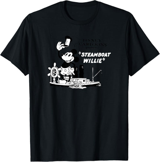 Disney Mickey and Friends Steamboat Willie Original Disney T-Shirt - T-Shirt | Black